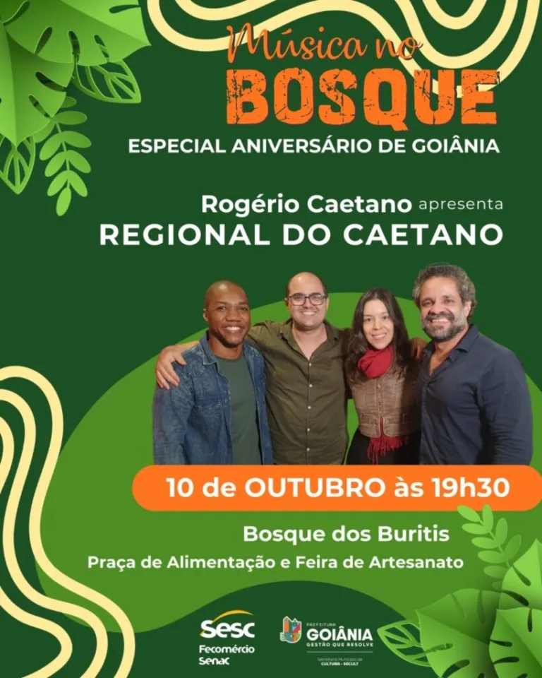 Música no Bosque recebe Rogério Caetano e banda nesta sexta-feira (10/10)