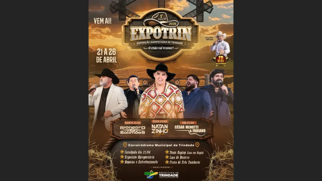 1ª ExpoTrin 2026: Trindade Celebra Agropecuária, Shows e Solidariedade