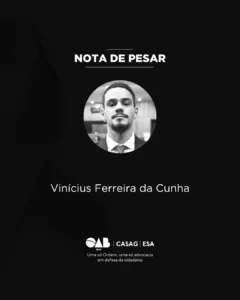 OAB-GO lamenta o falecimento do advogado Vinícius Ferreira da Cunha