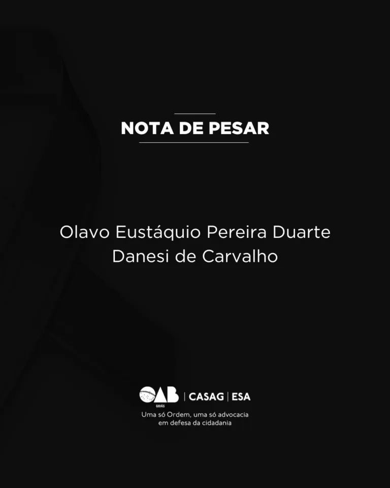 OAB-GO lamenta o falecimento de Olavo Eustáquio Pereira Duarte Danesi de Carvalho