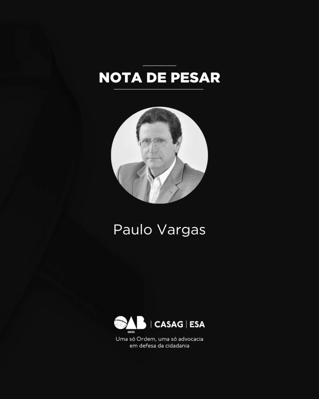 OAB-GO lamenta o falecimento de Paulo Vargas, referência da indústria goiana