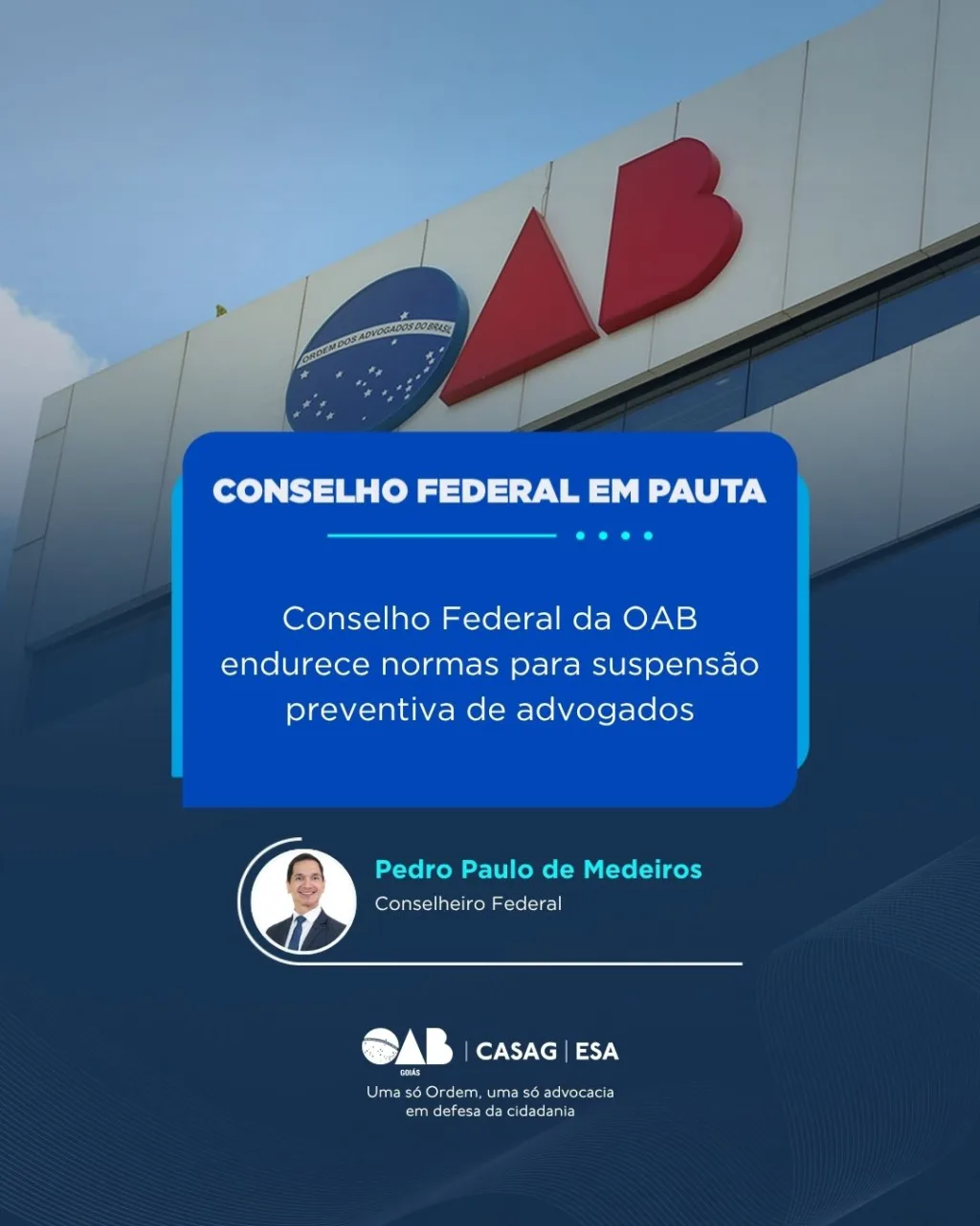 Conselho Federal da OAB endurece normas para suspensão preventiva de advogados