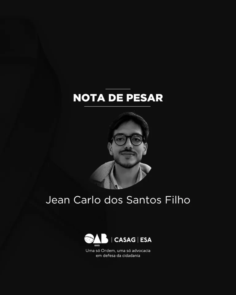OAB-GO lamenta o falecimento de Jean Carlo dos Santos Filho