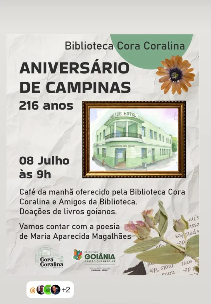 Biblioteca Cora Coralina celebra 216 anos de Campinas com café da manhã e recital de poesia