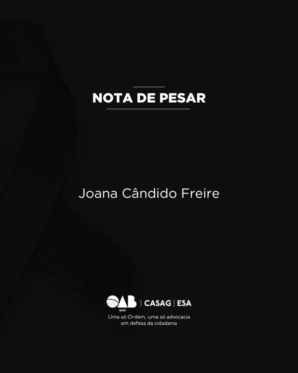 OAB-GO lamenta o falecimento de Joana Cândido Freire