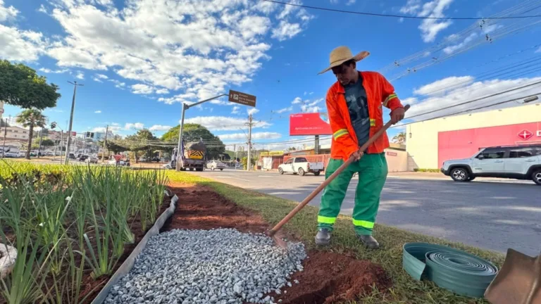 Comurg realiza paisagismo em praças, canteiros e rotatórias de Goiânia por meio do Projeto Florescer