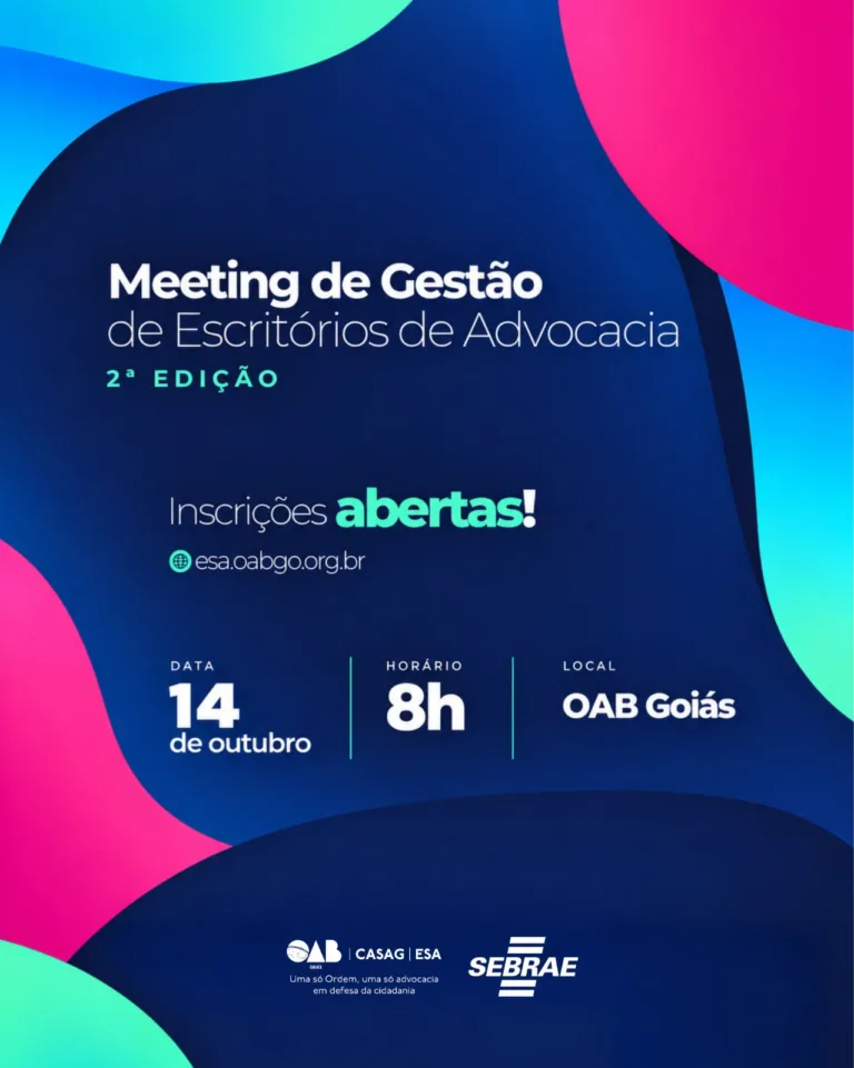 Meeting da OAB-GO sobre gestão de escritórios está marcado para