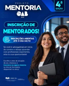 Projeto Mentoria da OAB-GO recebe inscrições de jovens advogados até