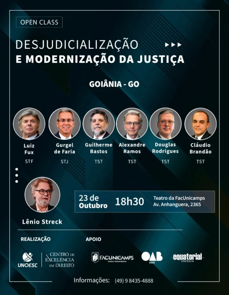 Ministros de cortes superiores debatem Justiça em Goiânia em 23