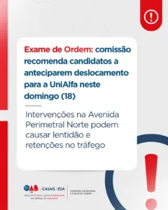 OAB-GO recomenda que candidatos antecipem deslocamento para prova na UniAlfa