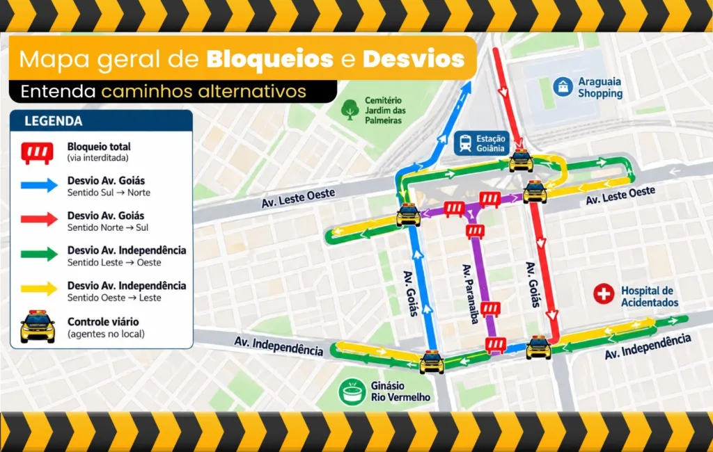 Prefeitura de Goiânia fará bloqueios e desvios no Centro para